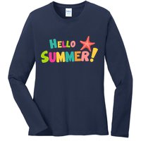 Hello Summer Starfish Colorful Ladies Long Sleeve Shirt