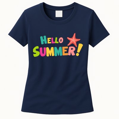 Hello Summer Starfish Colorful Womens T-Shirt