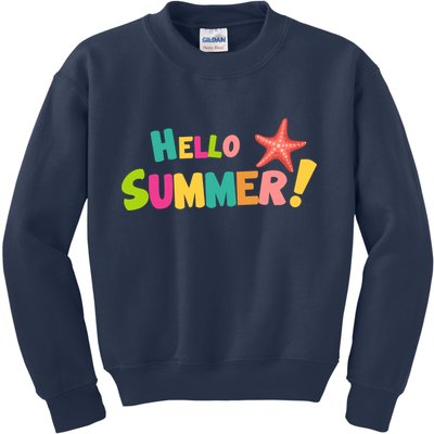 Hello Summer Starfish Colorful Kids Sweatshirt