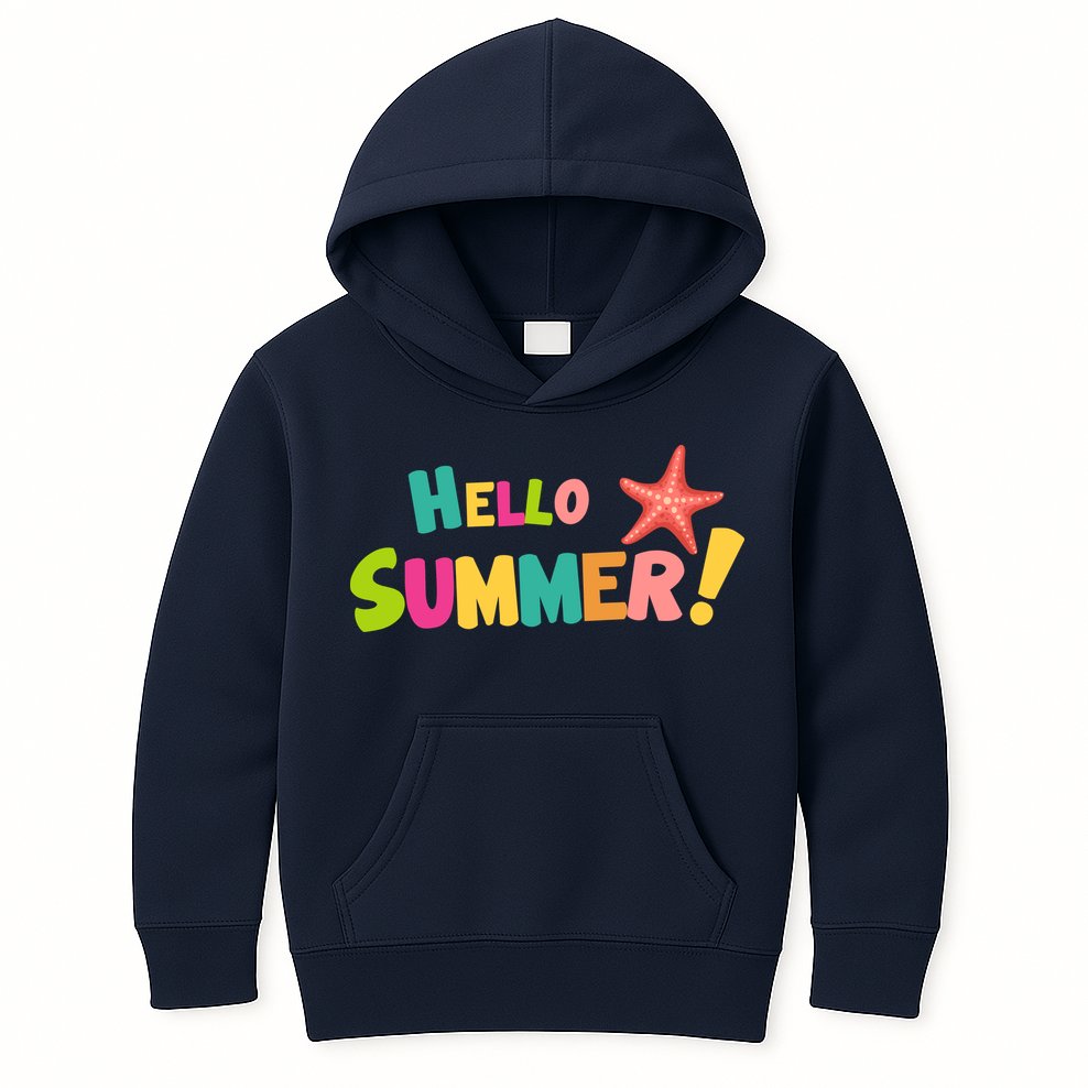 Hello Summer Starfish Colorful Kids Hoodie