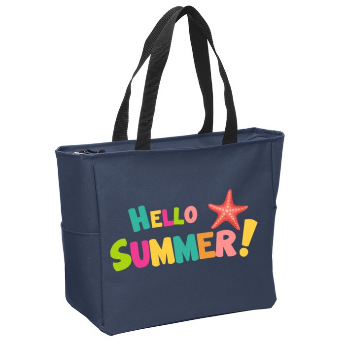 Hello Summer Starfish Colorful Zip Tote Bag