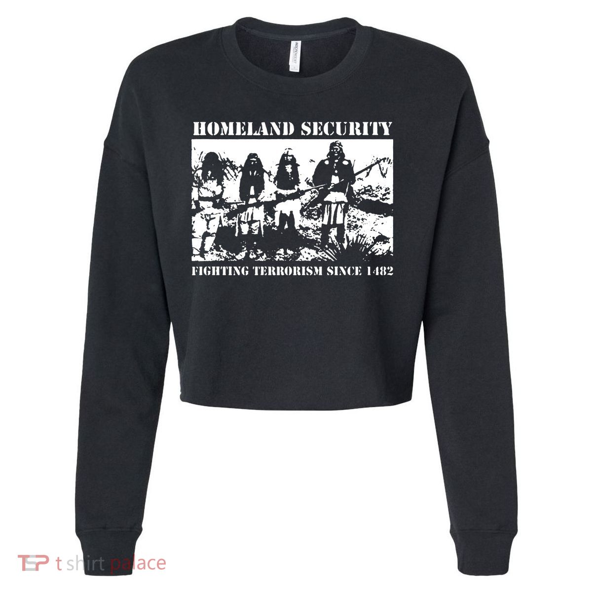 Homeland Security Since 1482 Printed Cotton Cropped Pullover Crew