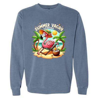 Hello Summer Summer Vacay Loading Cute Flamingo Family Trip Gift Garment-Dyed Sweatshirt