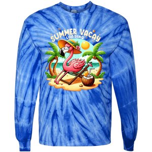 Hello Summer Summer Vacay Loading Cute Flamingo Family Trip Gift Tie-Dye Long Sleeve Shirt