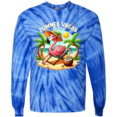 Hello Summer Summer Vacay Loading Cute Flamingo Family Trip Gift Tie-Dye Long Sleeve Shirt