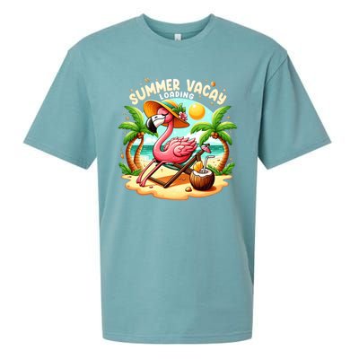 Hello Summer Summer Vacay Loading Cute Flamingo Family Trip Gift Sueded Cloud Jersey T-Shirt