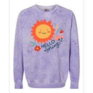 Hello Spring Sunset Floral Colorblast Crewneck Sweatshirt