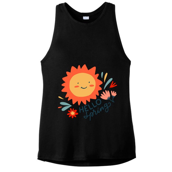 Hello Spring Sunset Floral Ladies PosiCharge Tri-Blend Wicking Tank