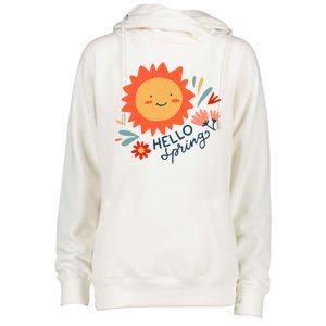 Hello Spring Sunset Floral Womens Funnel Neck Pullover Hood