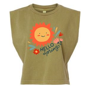 Hello Spring Sunset Floral Garment-Dyed Women's Muscle Tee