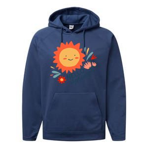 Hello Spring Sunset Floral Performance Fleece Hoodie