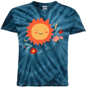 Hello Spring Sunset Floral Kids Tie-Dye T-Shirt