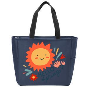 Hello Spring Sunset Floral Zip Tote Bag