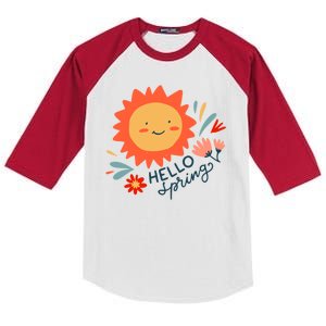 Hello Spring Sunset Floral Kids Colorblock Raglan Jersey