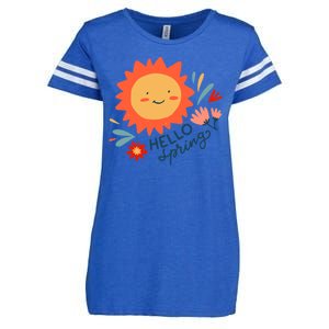 Hello Spring Sunset Floral Enza Ladies Jersey Football T-Shirt