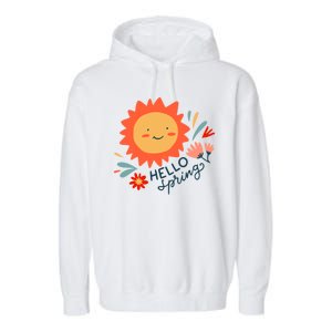 Hello Spring Sunset Floral Garment-Dyed Fleece Hoodie