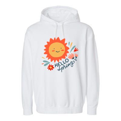 Hello Spring Sunset Floral Garment-Dyed Fleece Hoodie