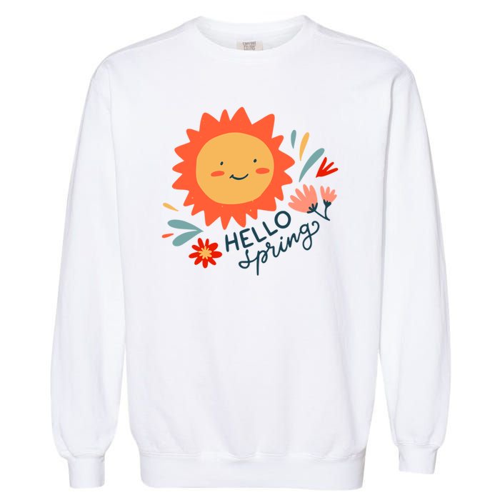 Hello Spring Sunset Floral Garment-Dyed Sweatshirt