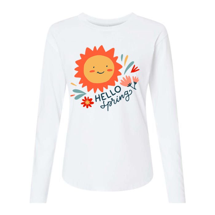 Hello Spring Sunset Floral Womens Cotton Relaxed Long Sleeve T-Shirt