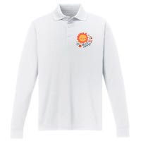 Hello Spring Sunset Floral Performance Long Sleeve Polo