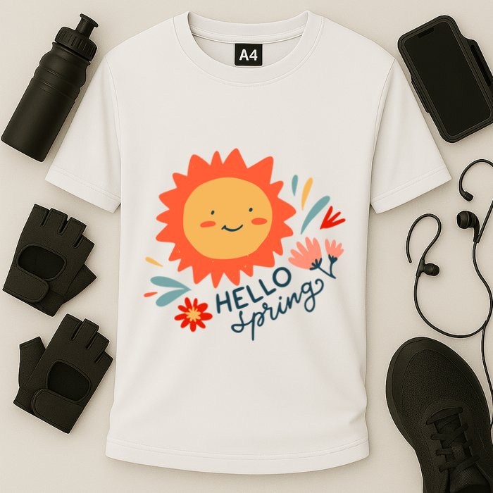 Hello Spring Sunset Floral Cooling Performance Crew T-Shirt