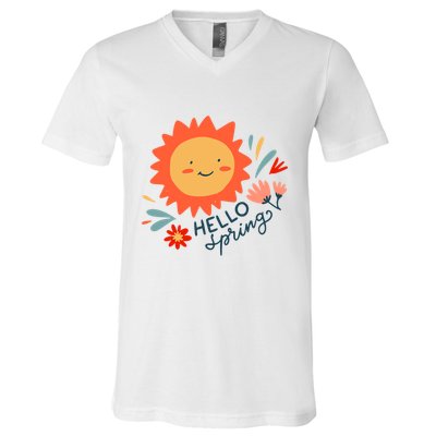Hello Spring Sunset Floral V-Neck T-Shirt