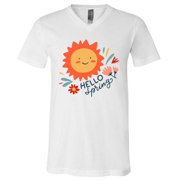 Hello Spring Sunset Floral V-Neck T-Shirt