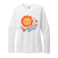 Hello Spring Sunset Floral Womens CVC Long Sleeve Shirt