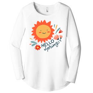 Hello Spring Sunset Floral Women's Perfect Tri Tunic Long Sleeve Shirt