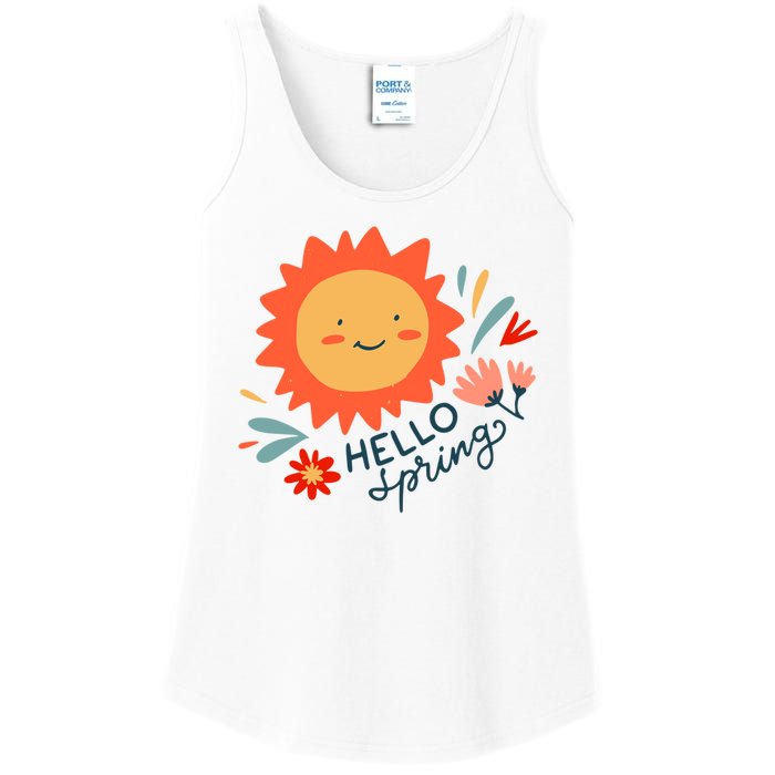 Hello Spring Sunset Floral Ladies Essential Tank