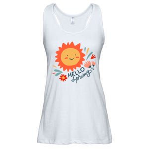 Hello Spring Sunset Floral Ladies Essential Flowy Tank