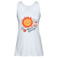 Hello Spring Sunset Floral Ladies Essential Flowy Tank