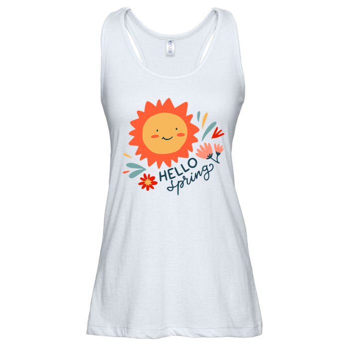 Hello Spring Sunset Floral Ladies Essential Flowy Tank