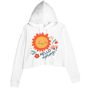 Hello Spring Sunset Floral Crop Fleece Hoodie