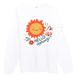 Hello Spring Sunset Floral Premium Crewneck Sweatshirt