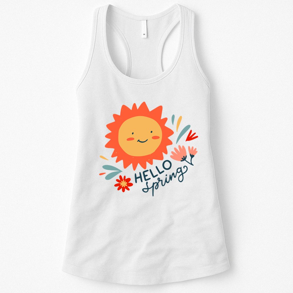 Hello Spring Sunset Floral Womens Tank Top