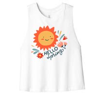 Hello Spring Sunset Floral Women's Racerback Cropped Tank