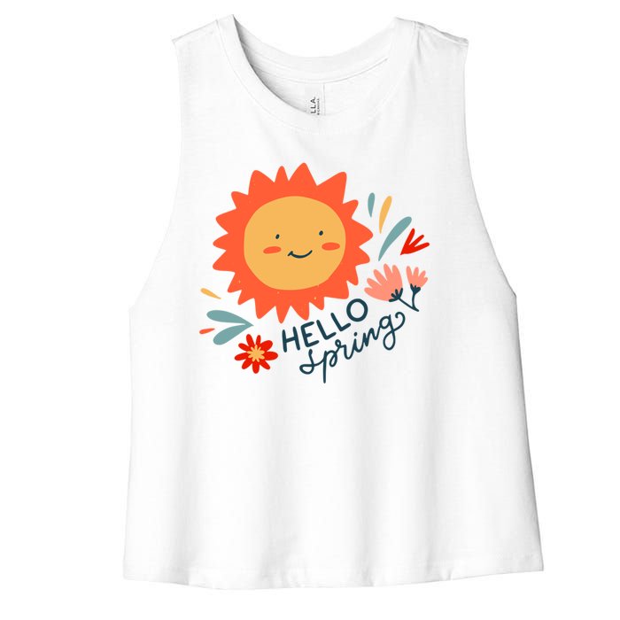 Hello Spring Sunset Floral Women's Racerback Cropped Tank