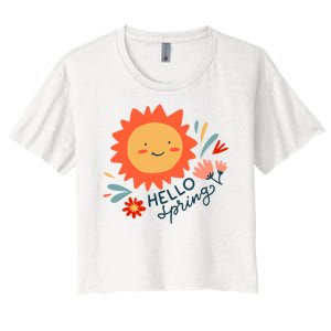 Hello Spring Sunset Floral Women's Crop Top Tee