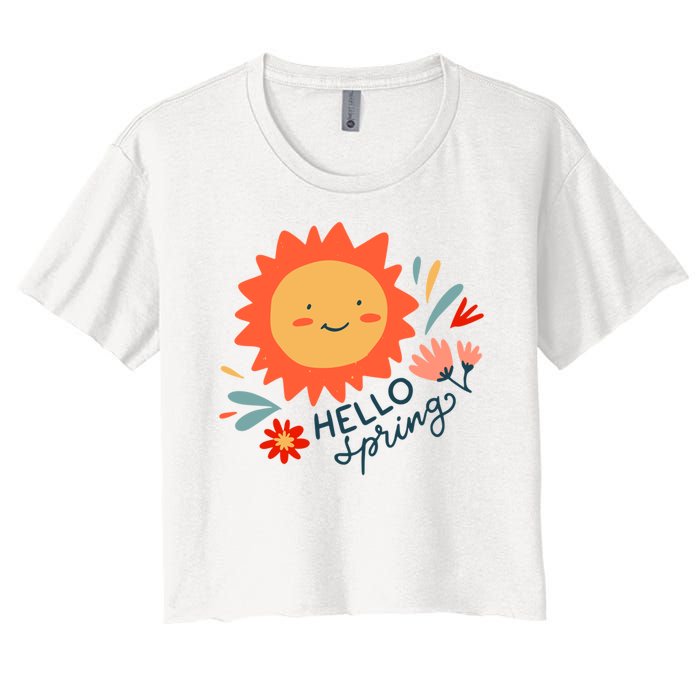 Hello Spring Sunset Floral Women's Crop Top Tee