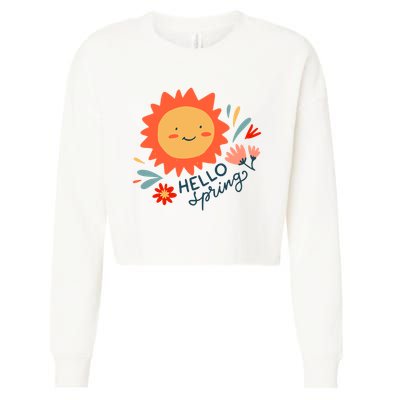 Hello Spring Sunset Floral Cropped Pullover Crew