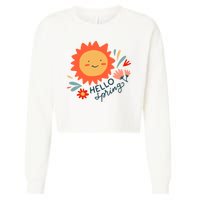 Hello Spring Sunset Floral Cropped Pullover Crew