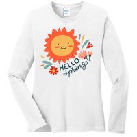 Hello Spring Sunset Floral Ladies Long Sleeve Shirt