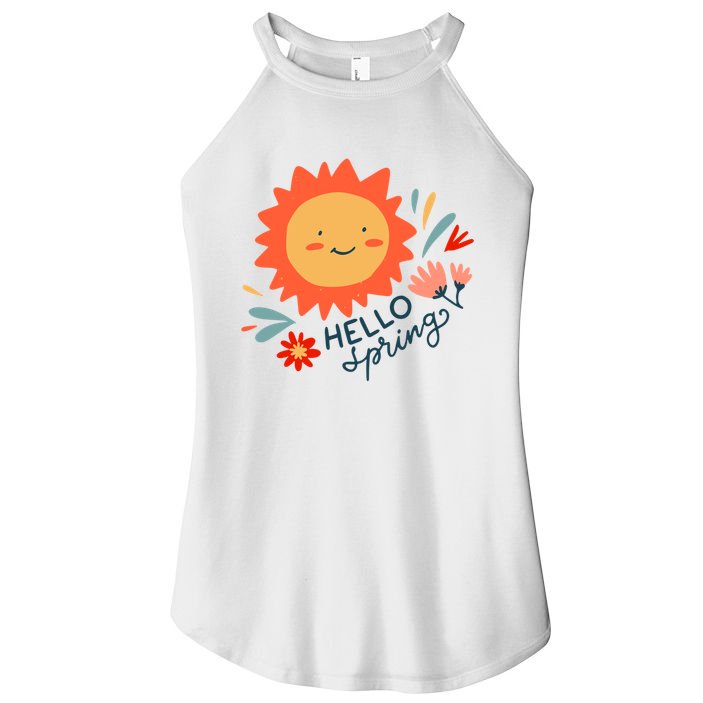 Hello Spring Sunset Floral Women's Perfect Tri Rocker Tank