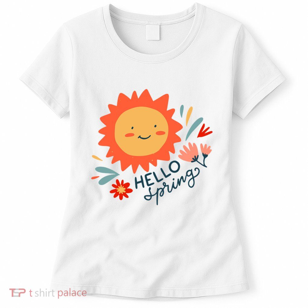 Hello Spring Sunset Floral Womens T-Shirt