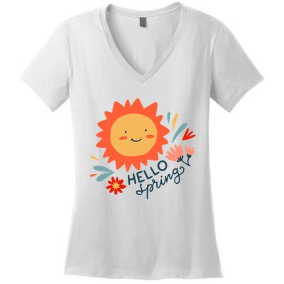 Hello Spring Sunset Floral Women's V-Neck T-Shirt