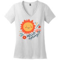 Hello Spring Sunset Floral Women's V-Neck T-Shirt