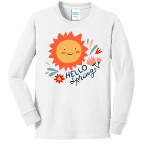 Hello Spring Sunset Floral Kids Long Sleeve Shirt