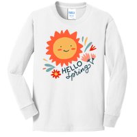 Hello Spring Sunset Floral Kids Long Sleeve Shirt