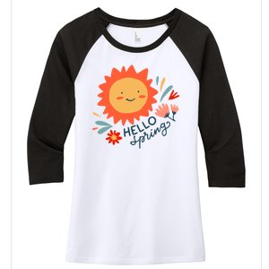 Hello Spring Sunset Floral Women's Tri-Blend 3/4-Sleeve Raglan Shirt